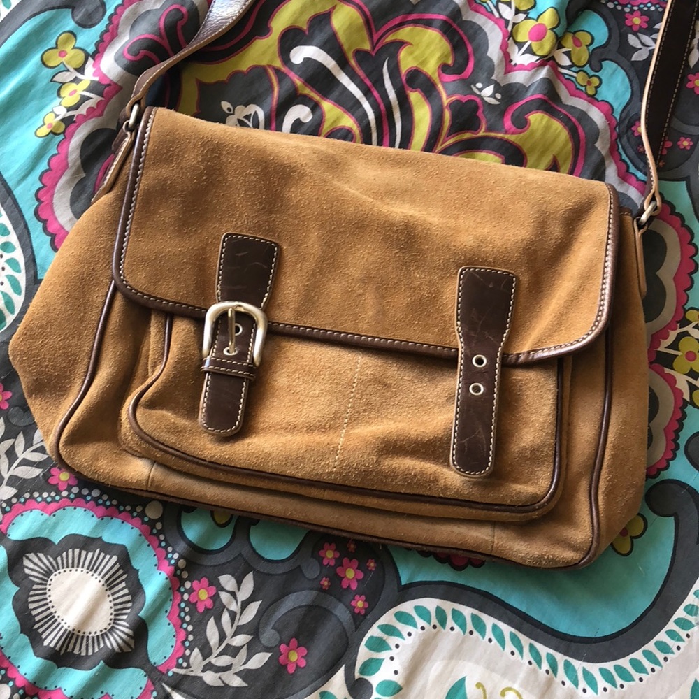 Vintage suede messenger bag